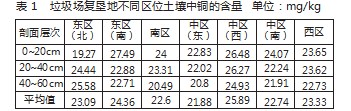 垃圾场复垦土壤重金属铜的含量与分布论文